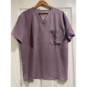 Figs Mens Purple Leon Three Pocket Short Sleeve Scrub Top Size Small